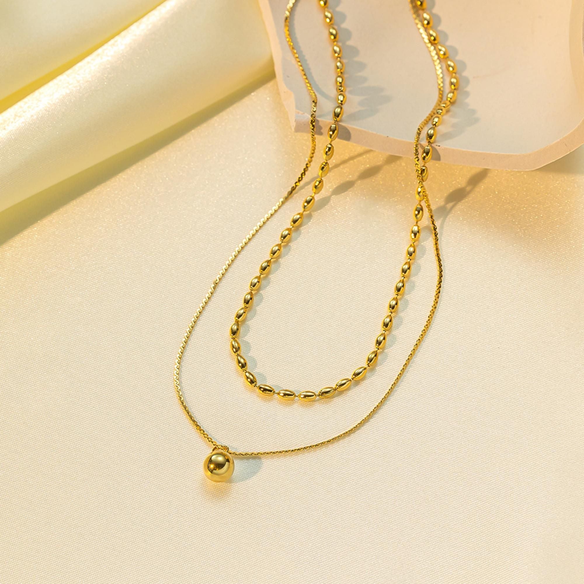 MYKI Layered Ball Chain Premium Plated Necklace & Tassel Earrings (mkps26)