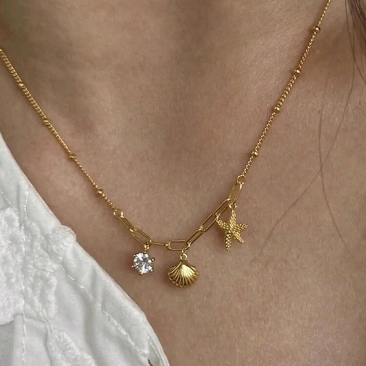 MYKI Beauteous Stainless Steel Necklace (MK709G-SSYI)