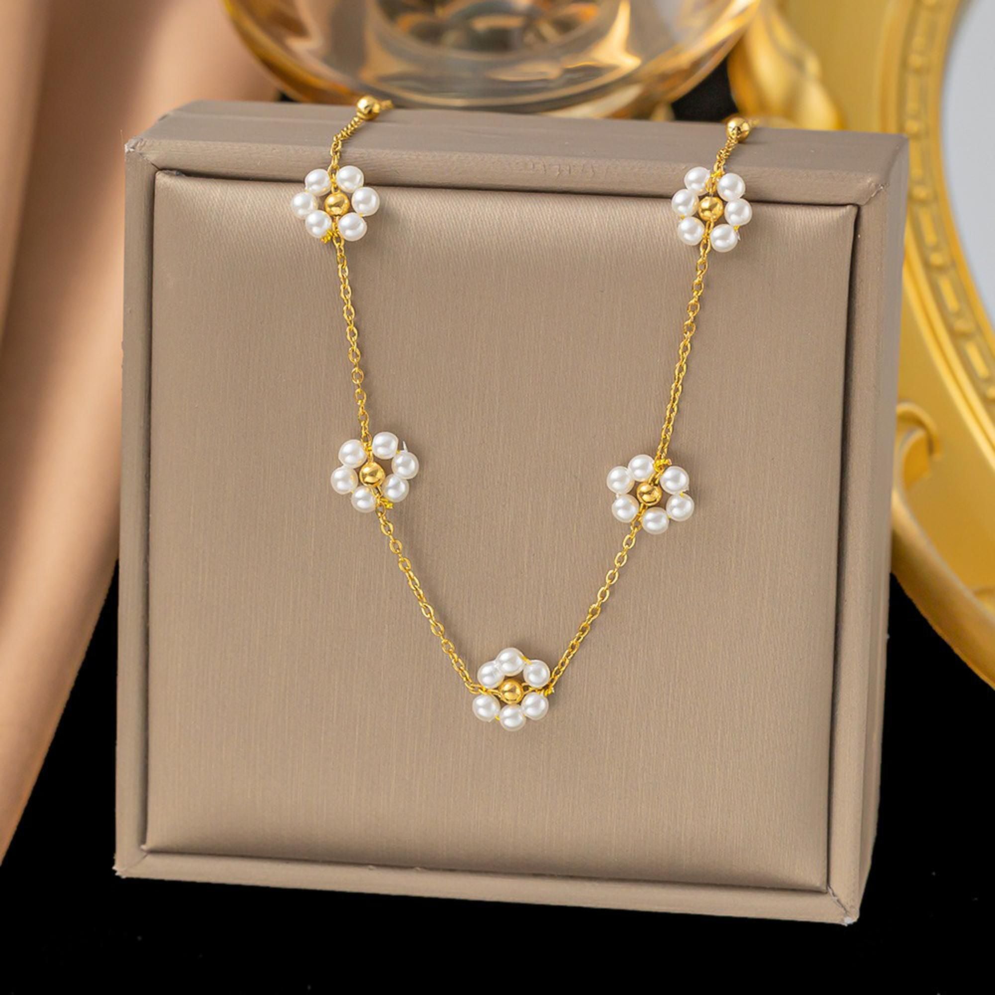 MYKI Pearl Flower Necklace (MK711G-SSYI)