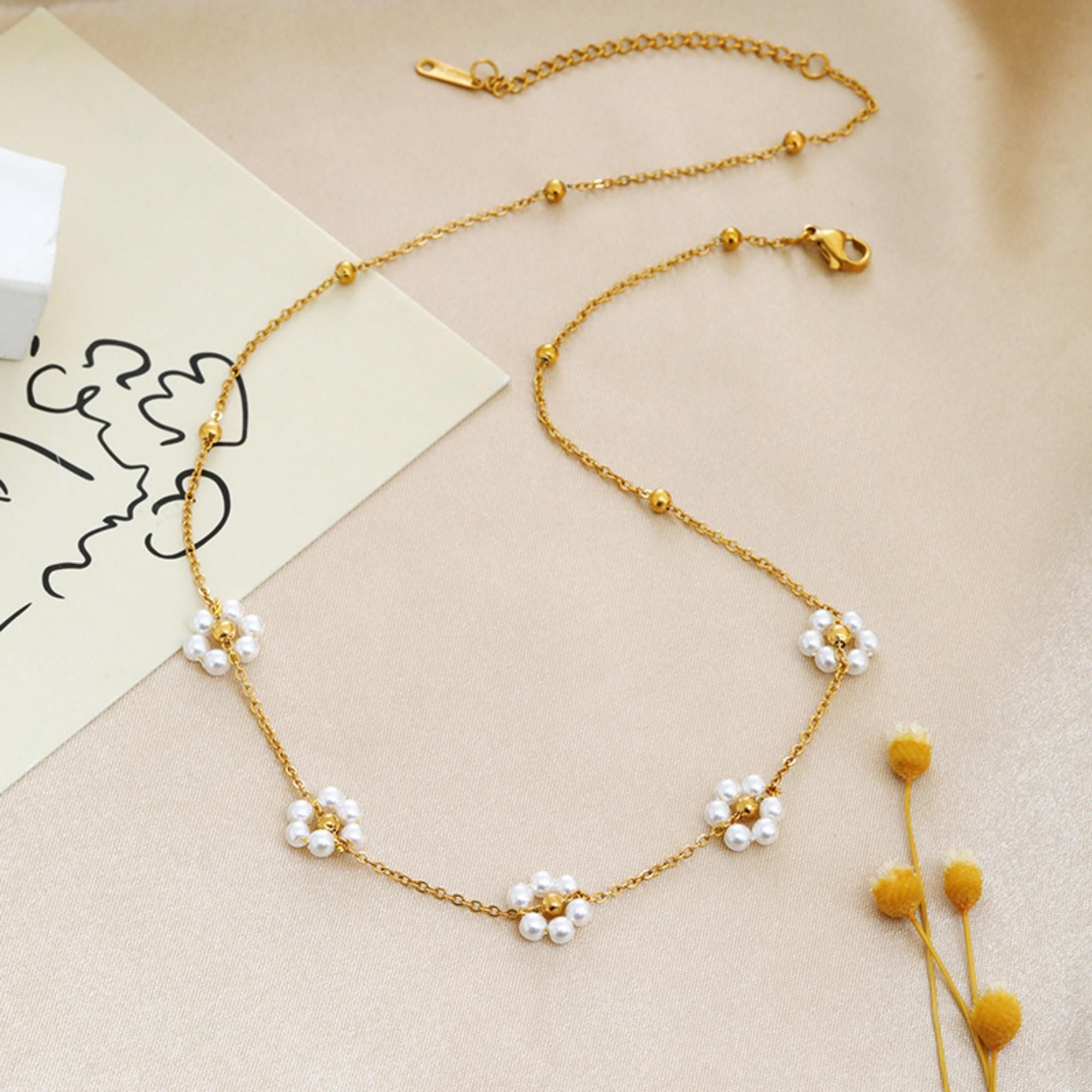 MYKI Pearl Flower Necklace (MK711G-SSYI)