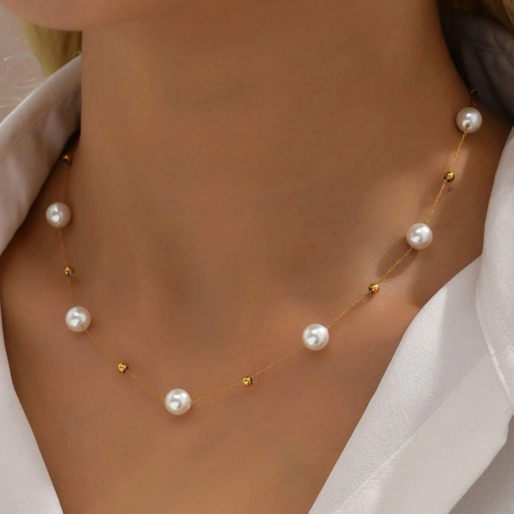 MYKI Anti Tarnish Stainless Steel Classic Pearl Chain (MK733G-SSYI)