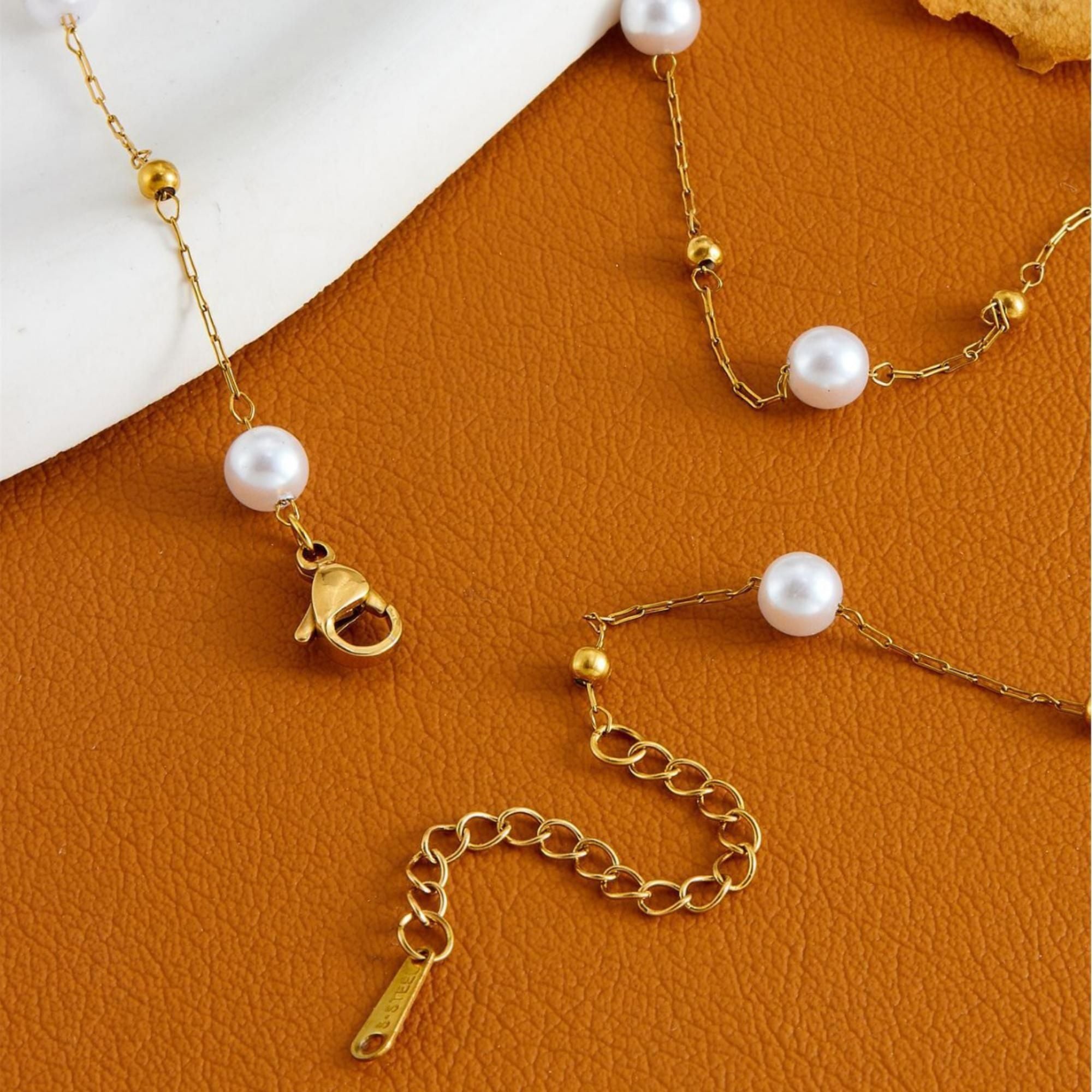 MYKI Anti Tarnish Stainless Steel Classic Pearl Chain (MK733G-SSYI)
