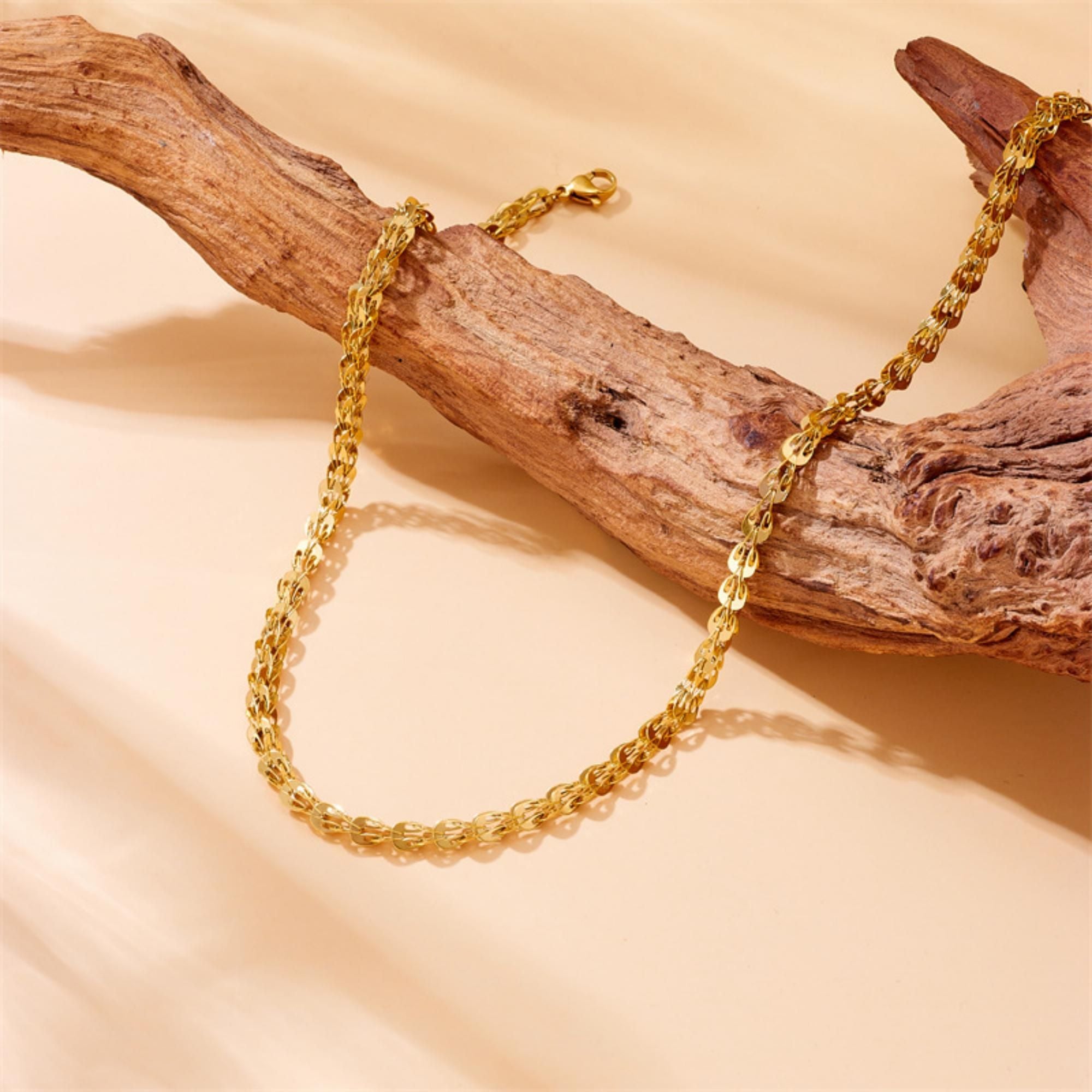 MYKI Anti Tarnish Gold Plated Leaf-Link Design (MK756G-SSYI)