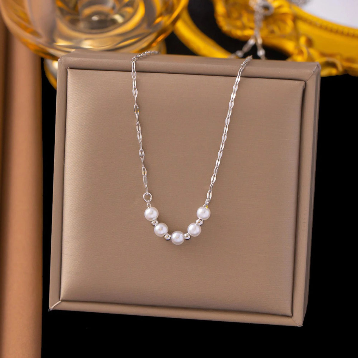 MYKI Pearl Beads Stainless Steel Necklace (MK765S-SSYI)