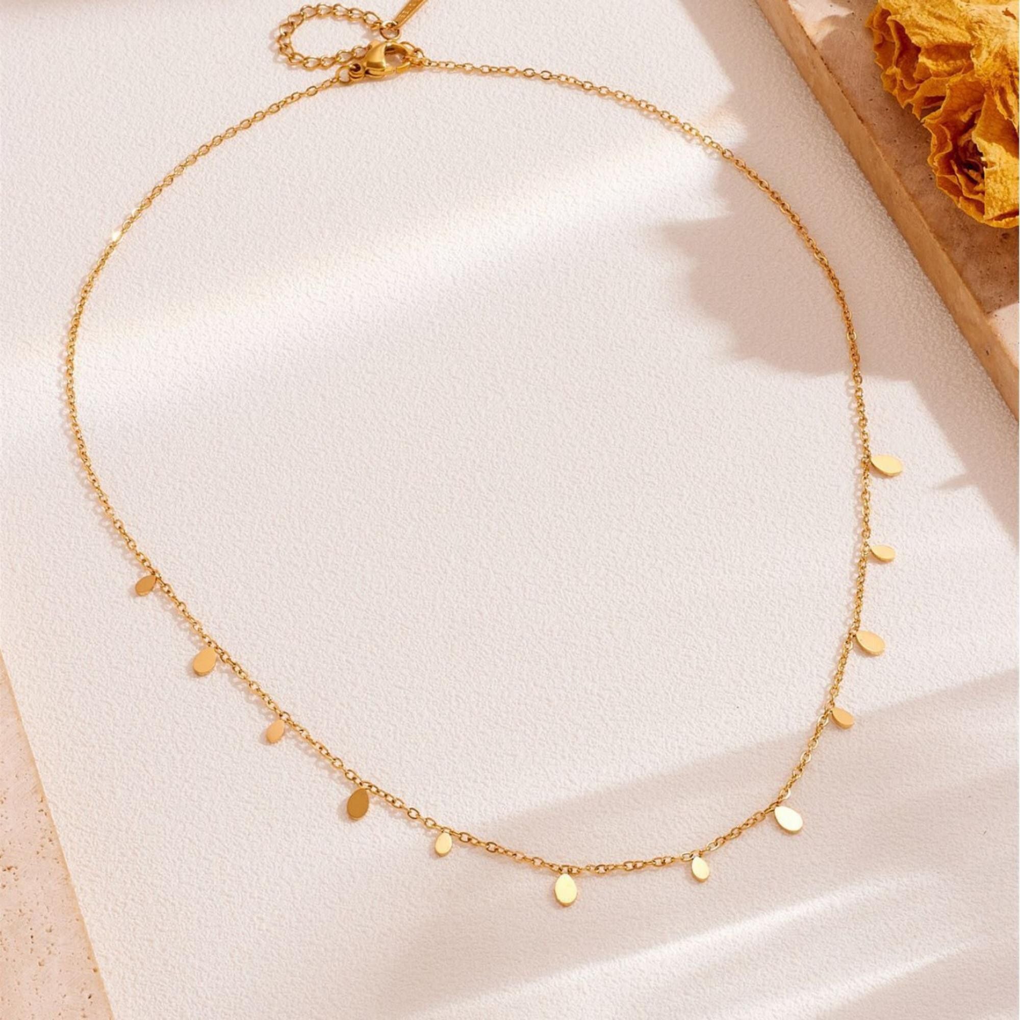 MYKI Anti-Tarnish Gold Plated Drop Charm Necklace (MK774G-SSYI)