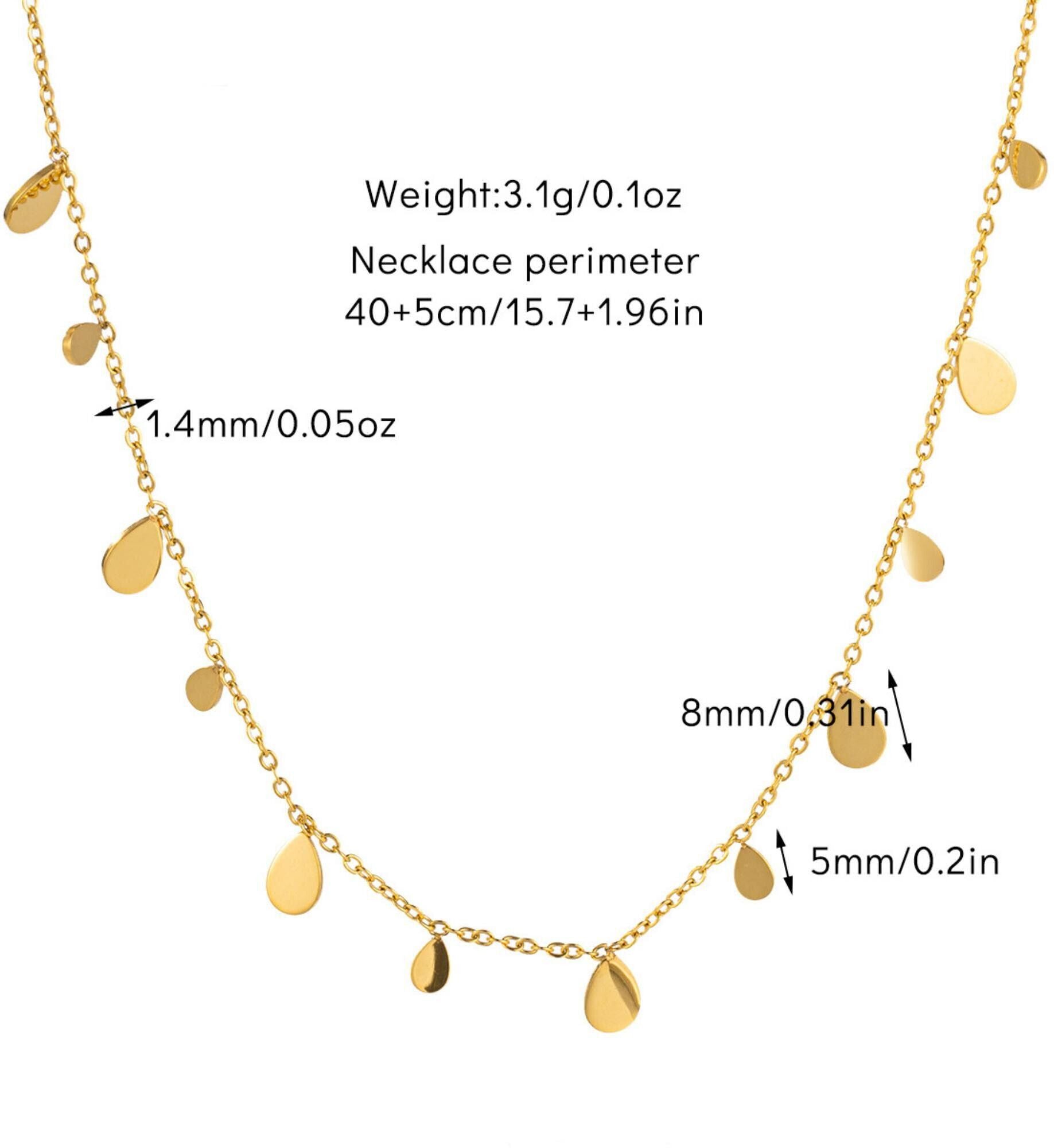 MYKI Anti-Tarnish Gold Plated Drop Charm Necklace (MK774G-SSYI)
