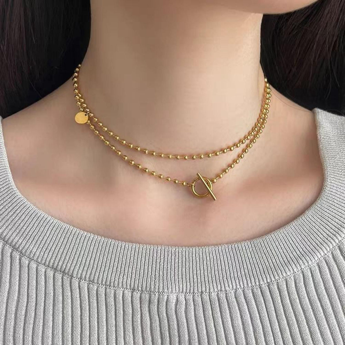 MYKI Junoesque Stainless Steel Necklace (MK787G-SSYI)