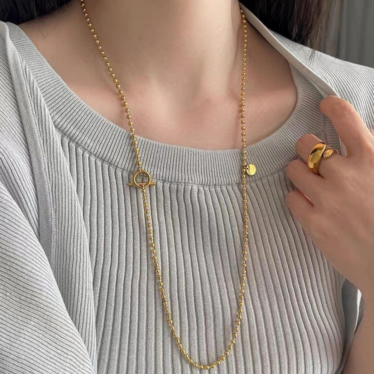 MYKI Junoesque Stainless Steel Necklace (MK787G-SSYI)
