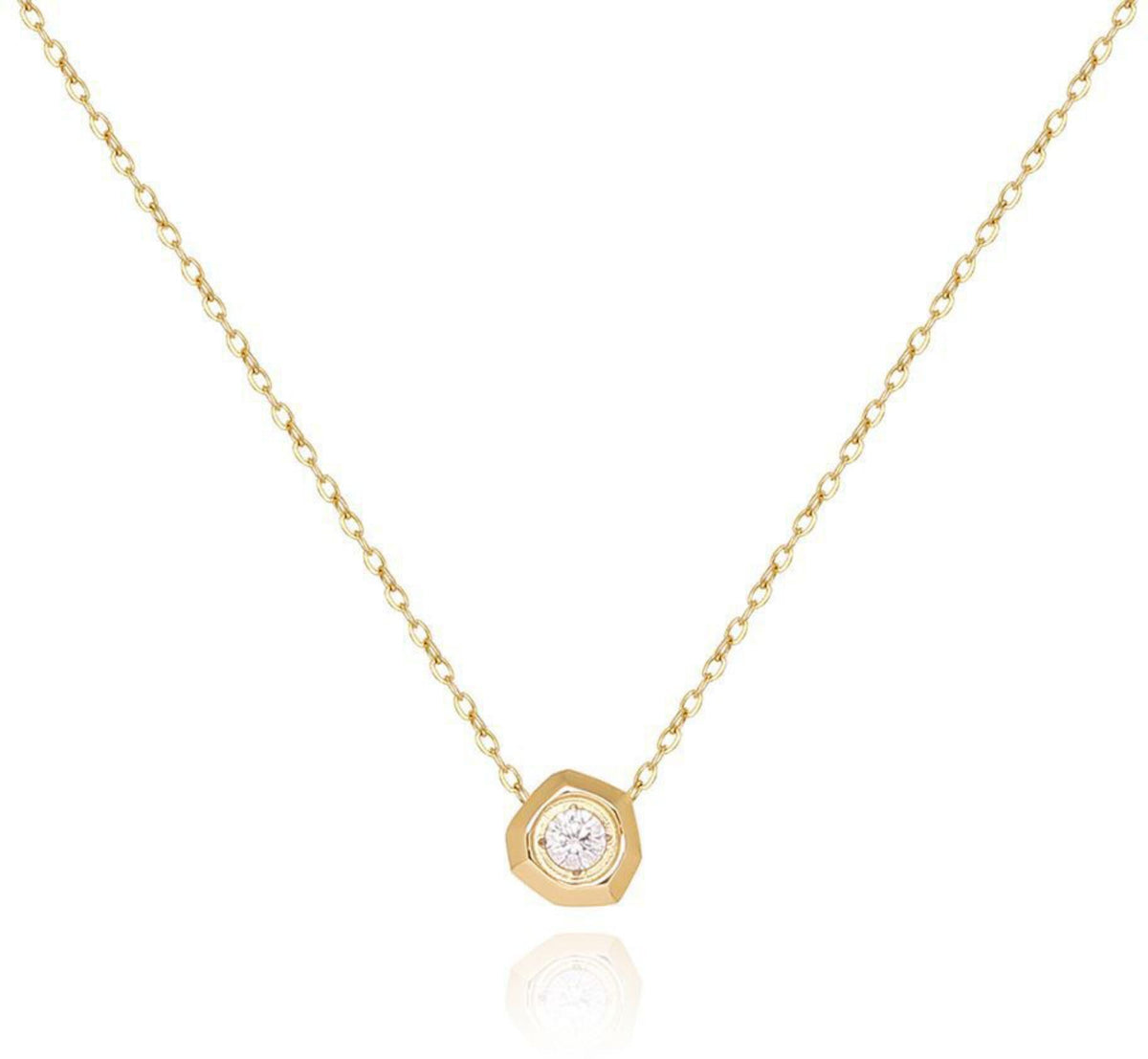 MYKI Anti-Tarnish Stainless Steel Gold Plated Solitaire Pendant Necklace (MK788G-SSYI)