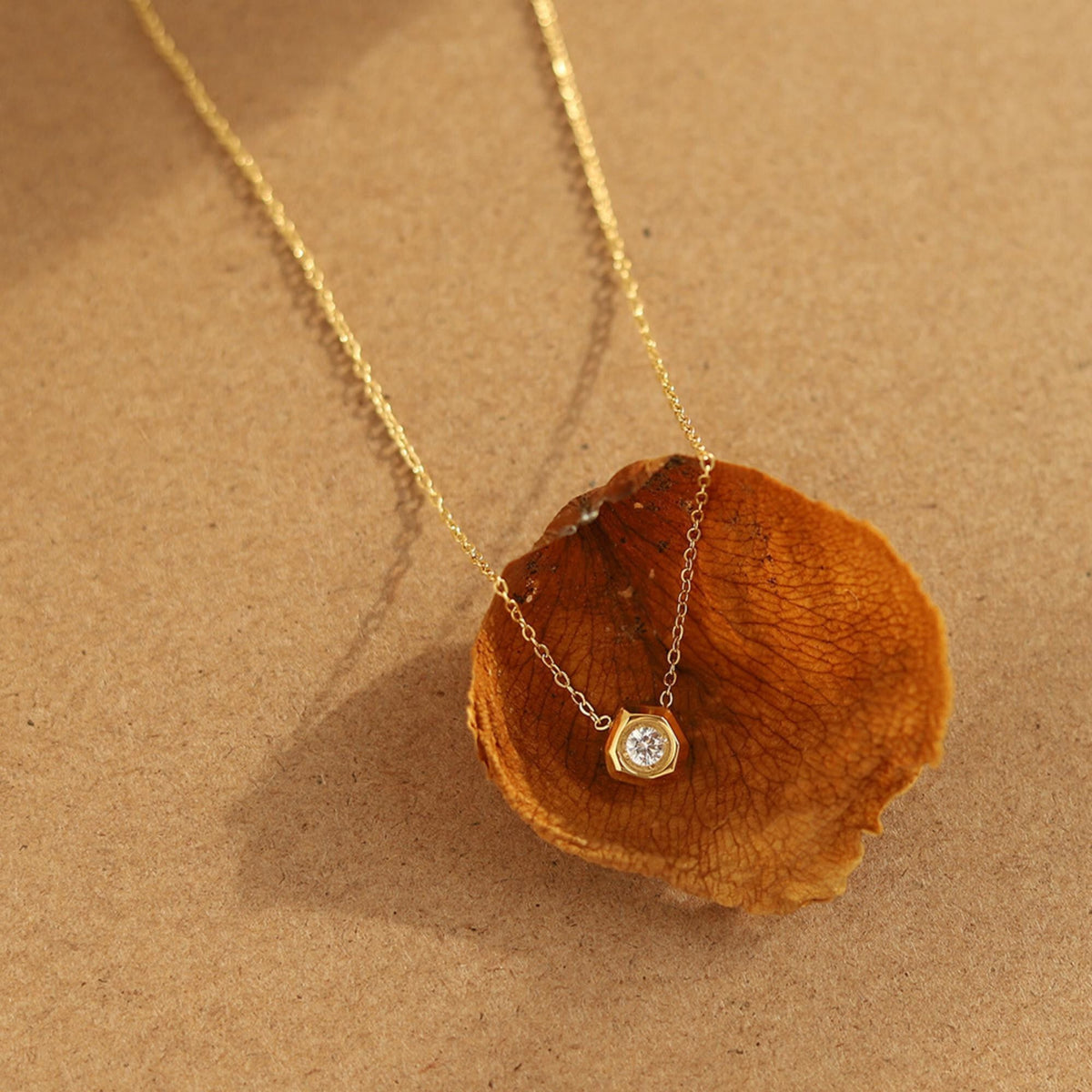 MYKI Anti-Tarnish Stainless Steel Gold Plated Solitaire Pendant Necklace (MK788G-SSYI)