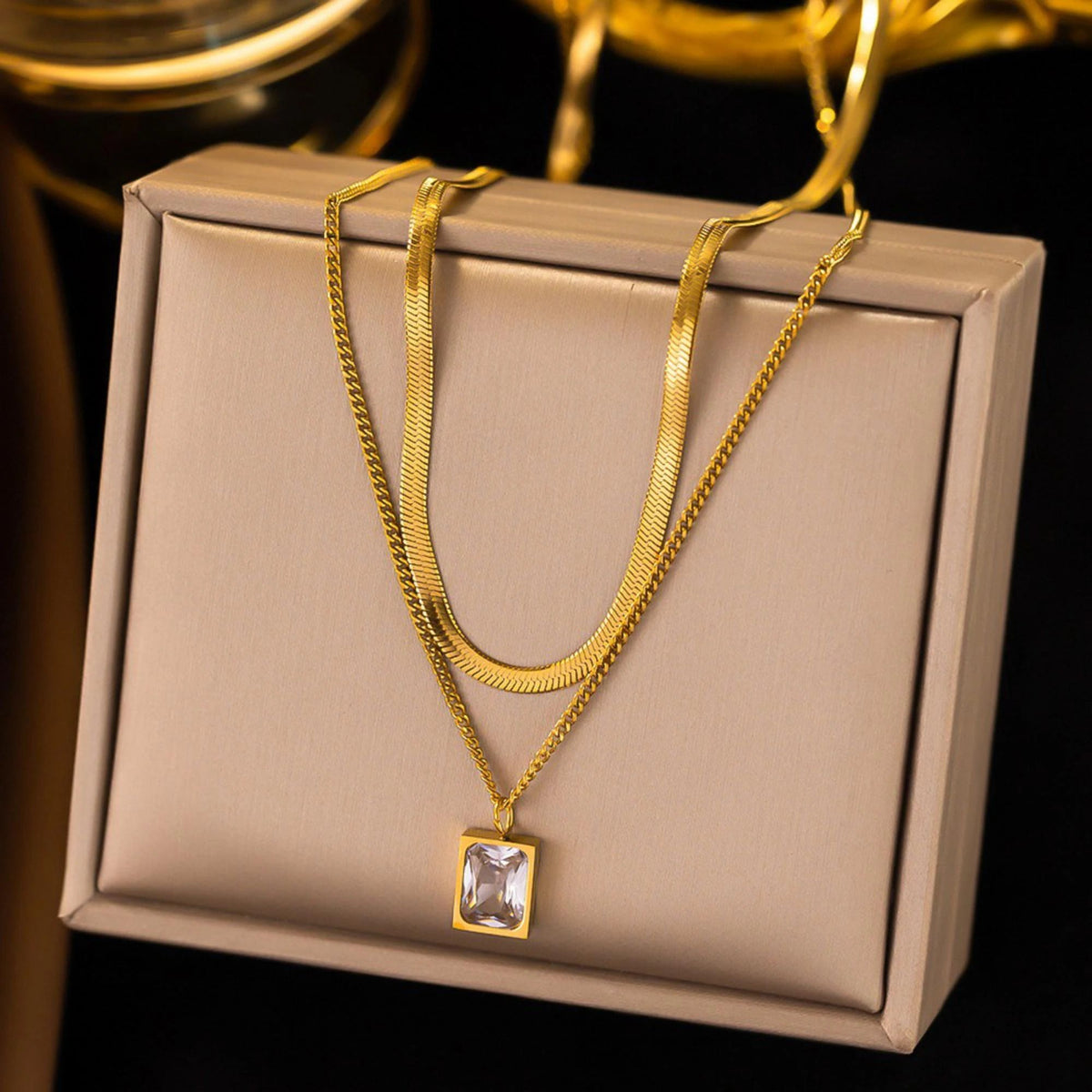 MYKI Esthetic Layered Stainless Steel Necklace (MK796G-SSYI)