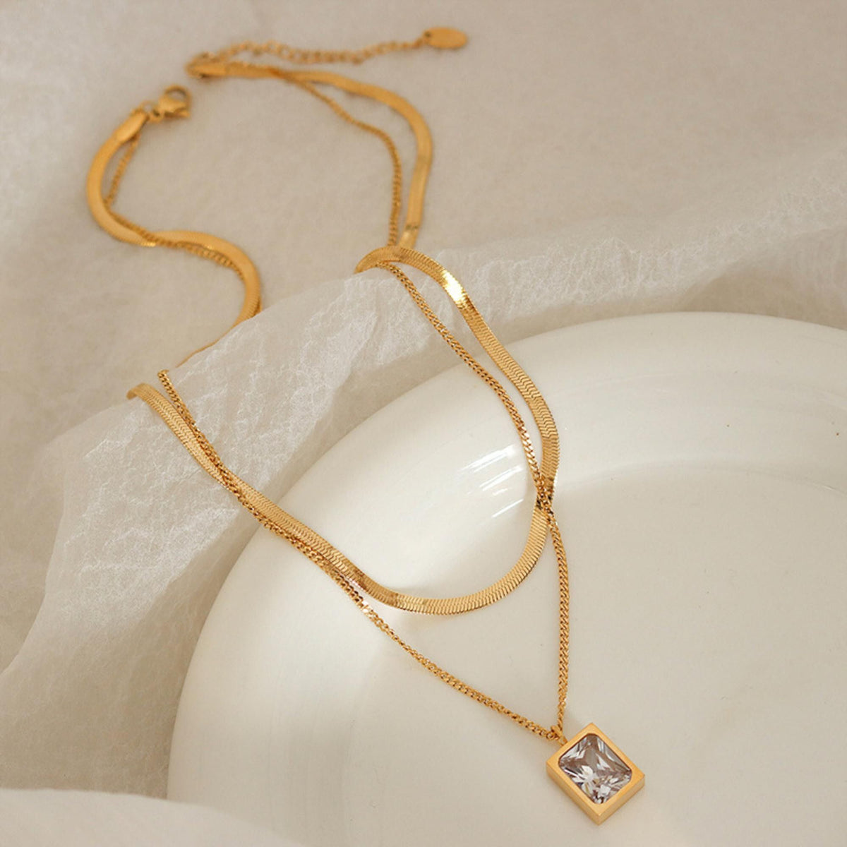 MYKI Esthetic Layered Stainless Steel Necklace (MK796G-SSYI)