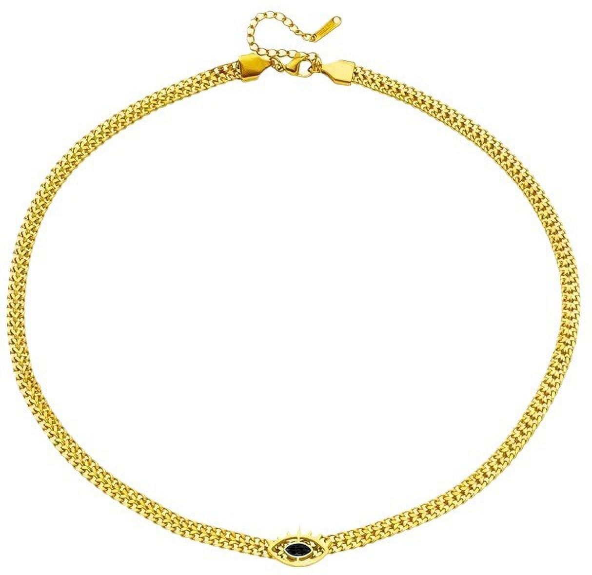 MYKI Evil Eye Stainless Steel Necklace (MK874G-BLACK-SSYI)