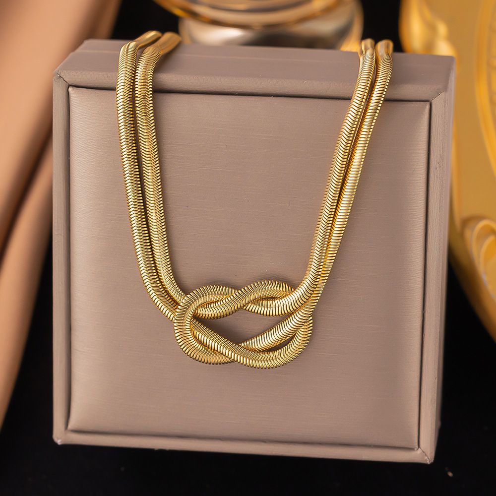 MYKI Knot Design Statement Necklace (MK883G-SSYI)