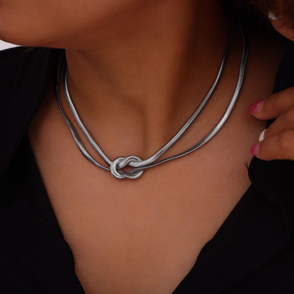 MYKI Knot Design Statement Necklace (MK883-SSYI)