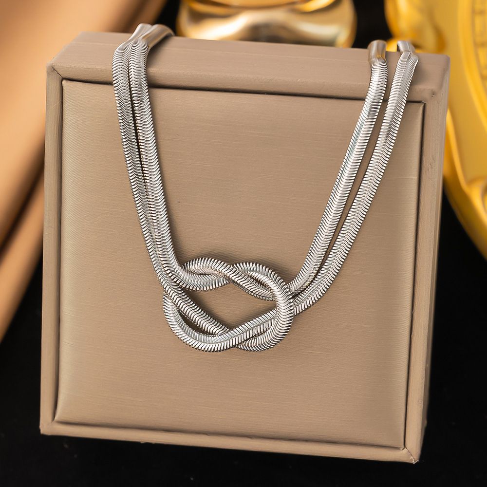 MYKI Knot Design Statement Necklace (MK883S-SSYI)
