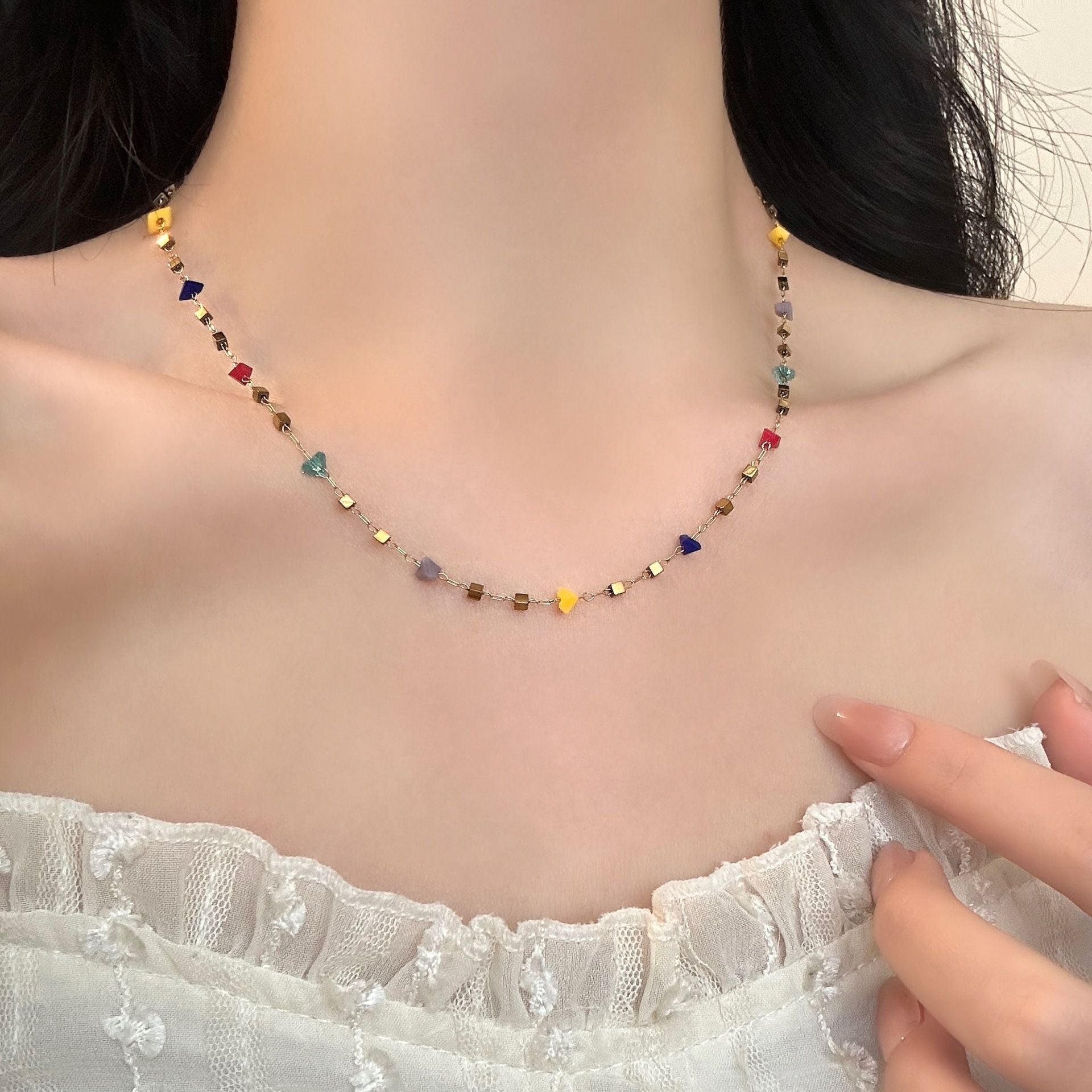 MYKI Beaded Necklace Chain (MK884-SSYI)