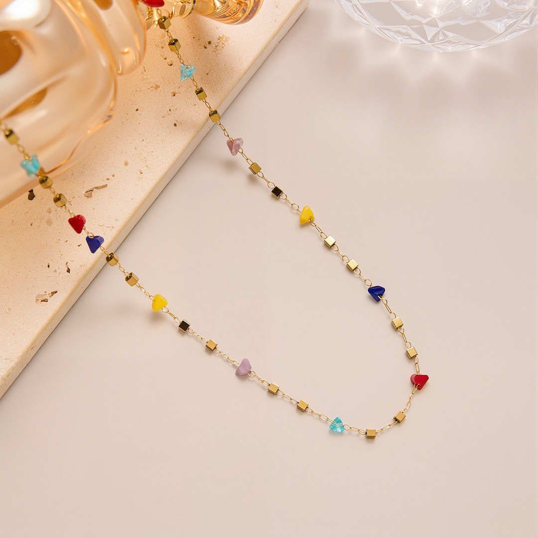 MYKI Beaded Necklace Chain (MK884MULTI-SSYI)