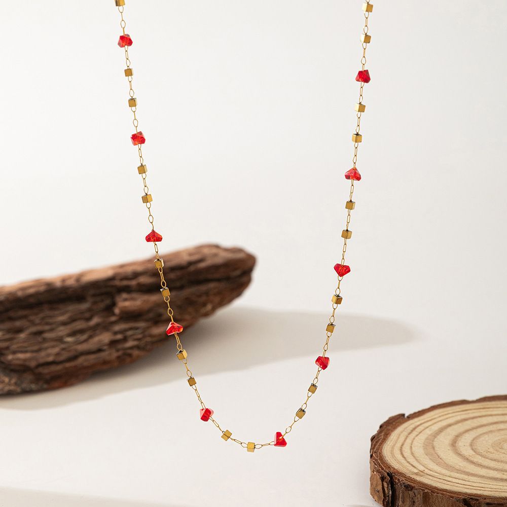 MYKI Beaded Necklace Chain (MK884RED-SSYI)