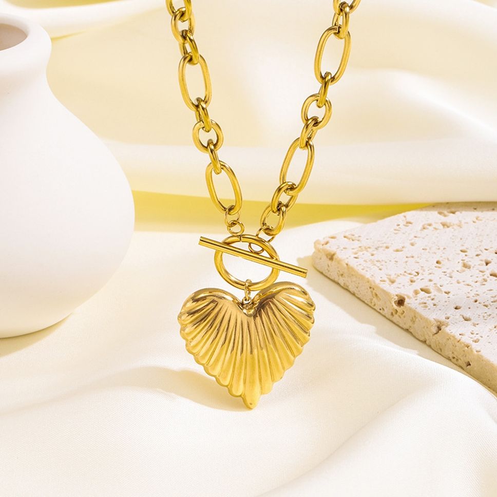 MYKI Gold-Plated Shell Heart Pendant Necklace (MK886G-SSYI)