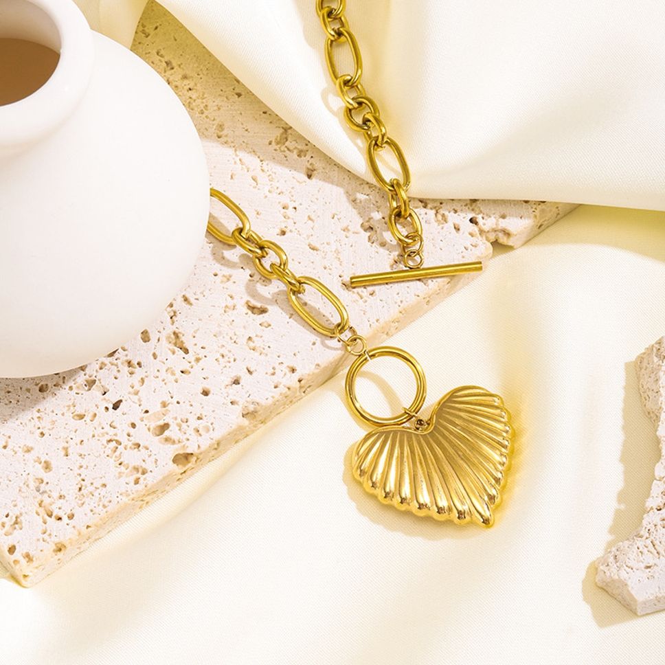 MYKI Gold-Plated Shell Heart Pendant Necklace (MK886G-SSYI)