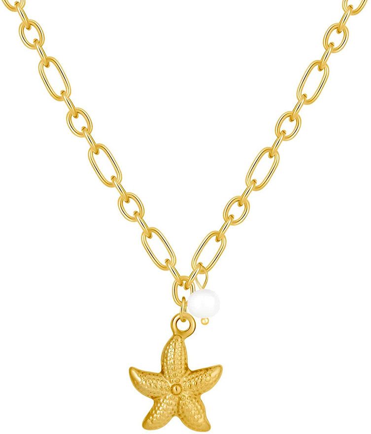 MYKI Starfish Pearl Charm Gold-Plated Necklace (MK887G-SSYI)