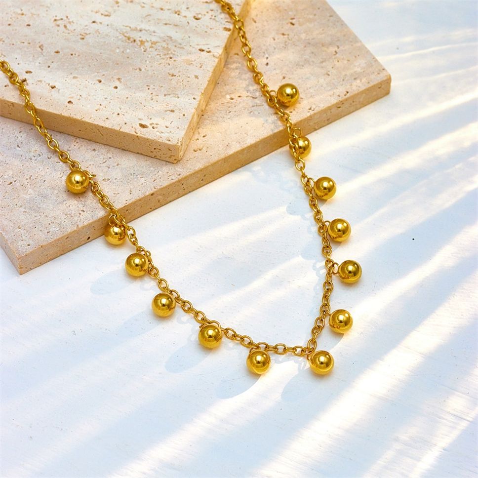 MYKI Ball Charm Premium Plated Necklace & Hoop Earrings Set (mkps15)