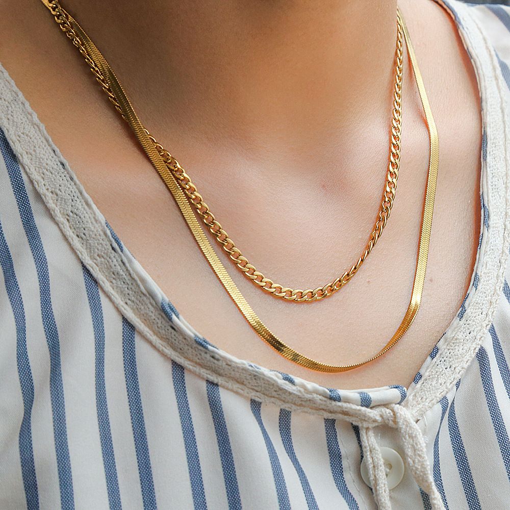 MYKI Layered Premium Plated Dual Chain Necklace (MK893-SSYI)