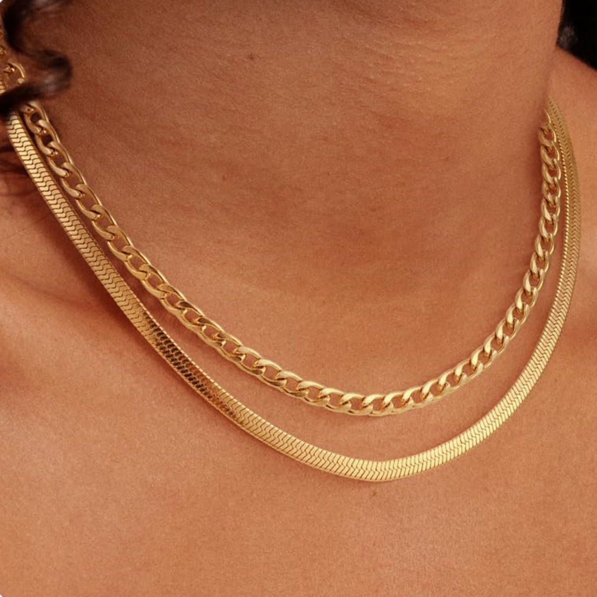 MYKI Layered Premium Plated Dual Chain Necklace (MK893-SSYI)