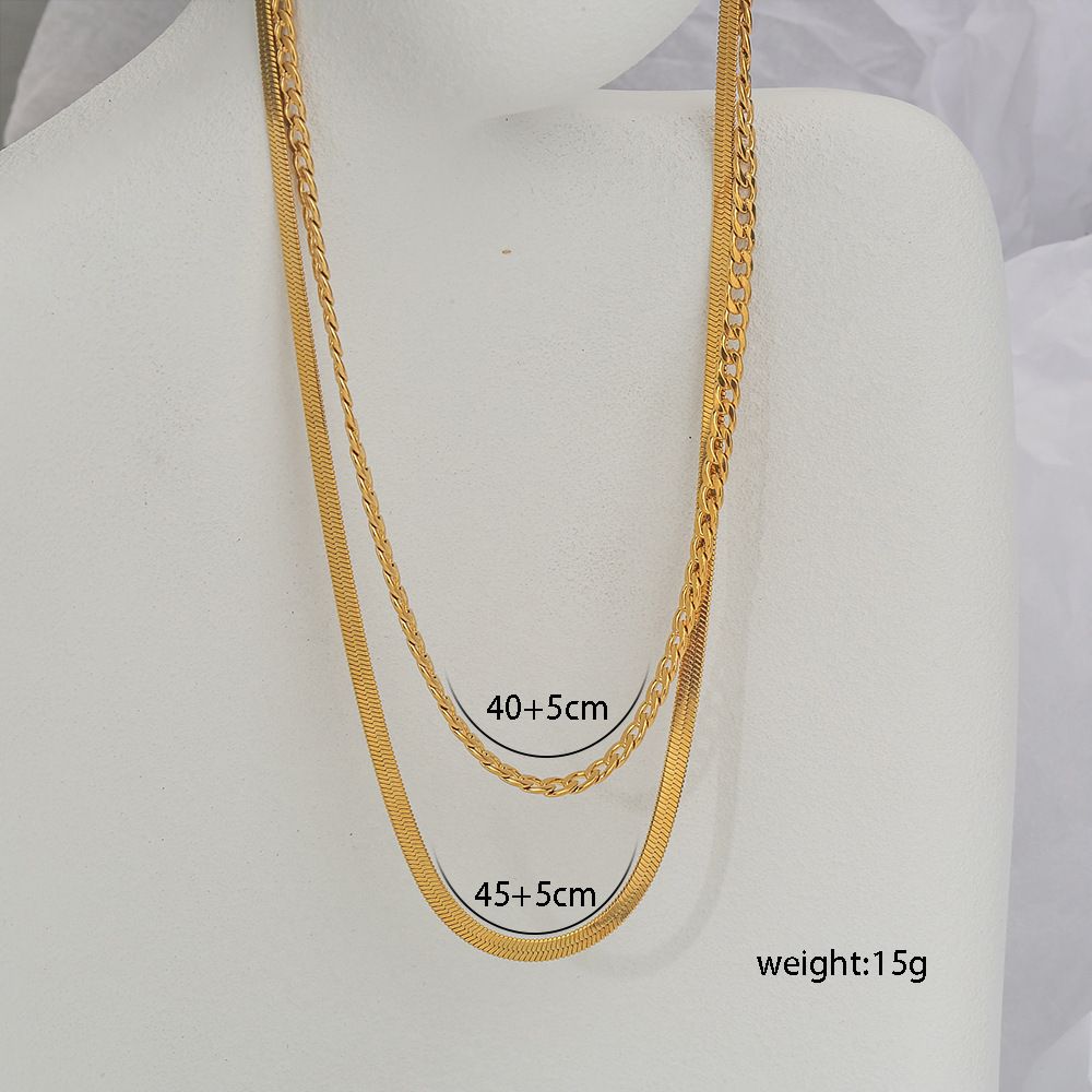 MYKI Layered Premium Plated Dual Chain Necklace (MK893-SSYI)