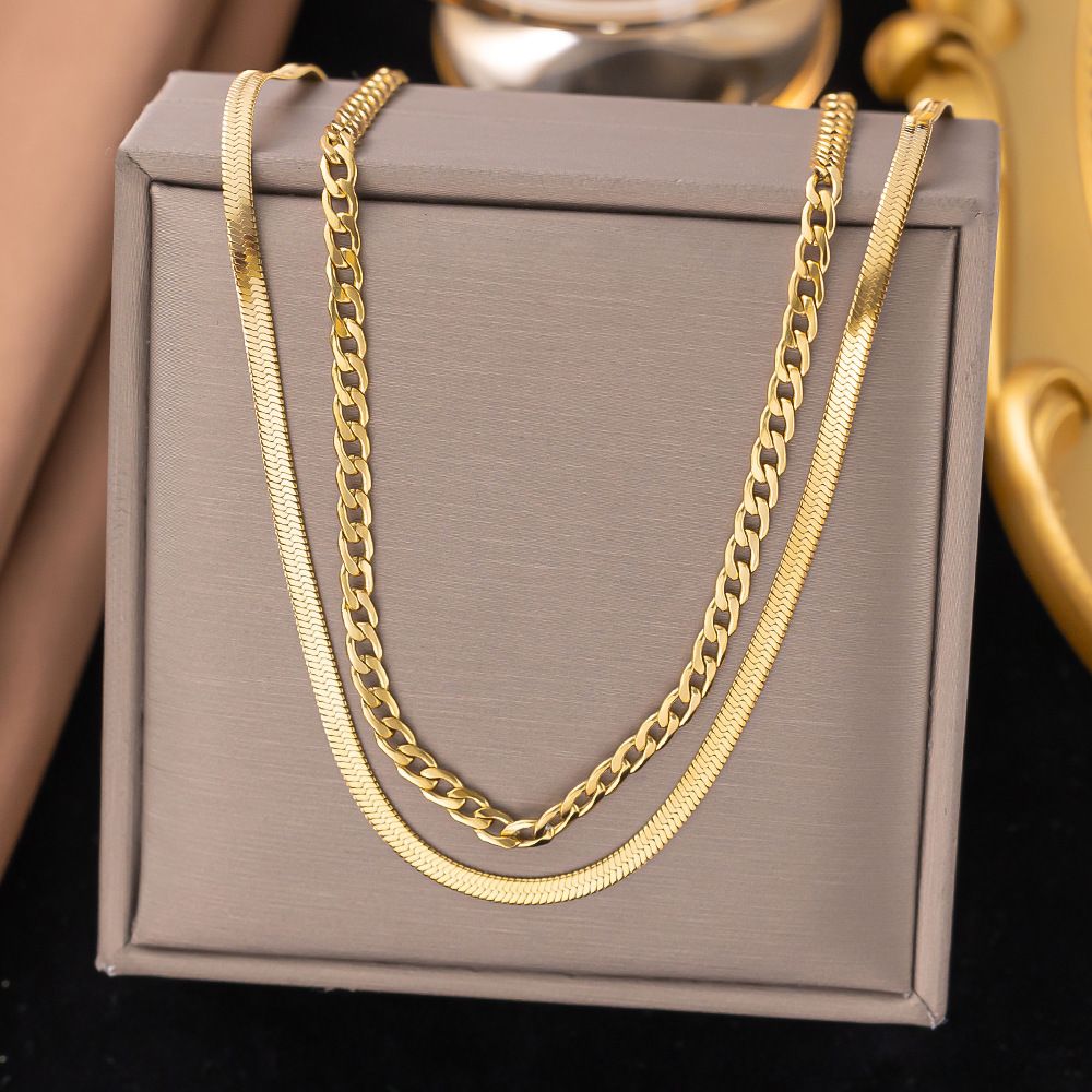 MYKI Layered Premium Plated Dual Chain Necklace (MK893G-SSYI)