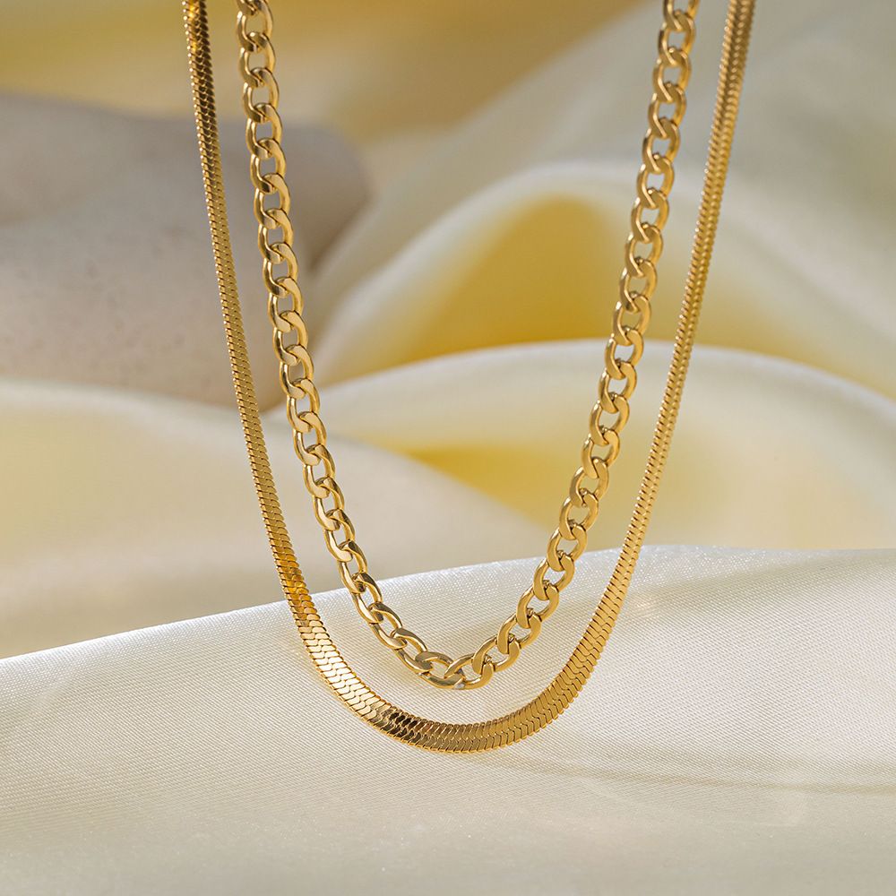 MYKI Layered Premium Plated Dual Chain Necklace (MK893-SSYI)