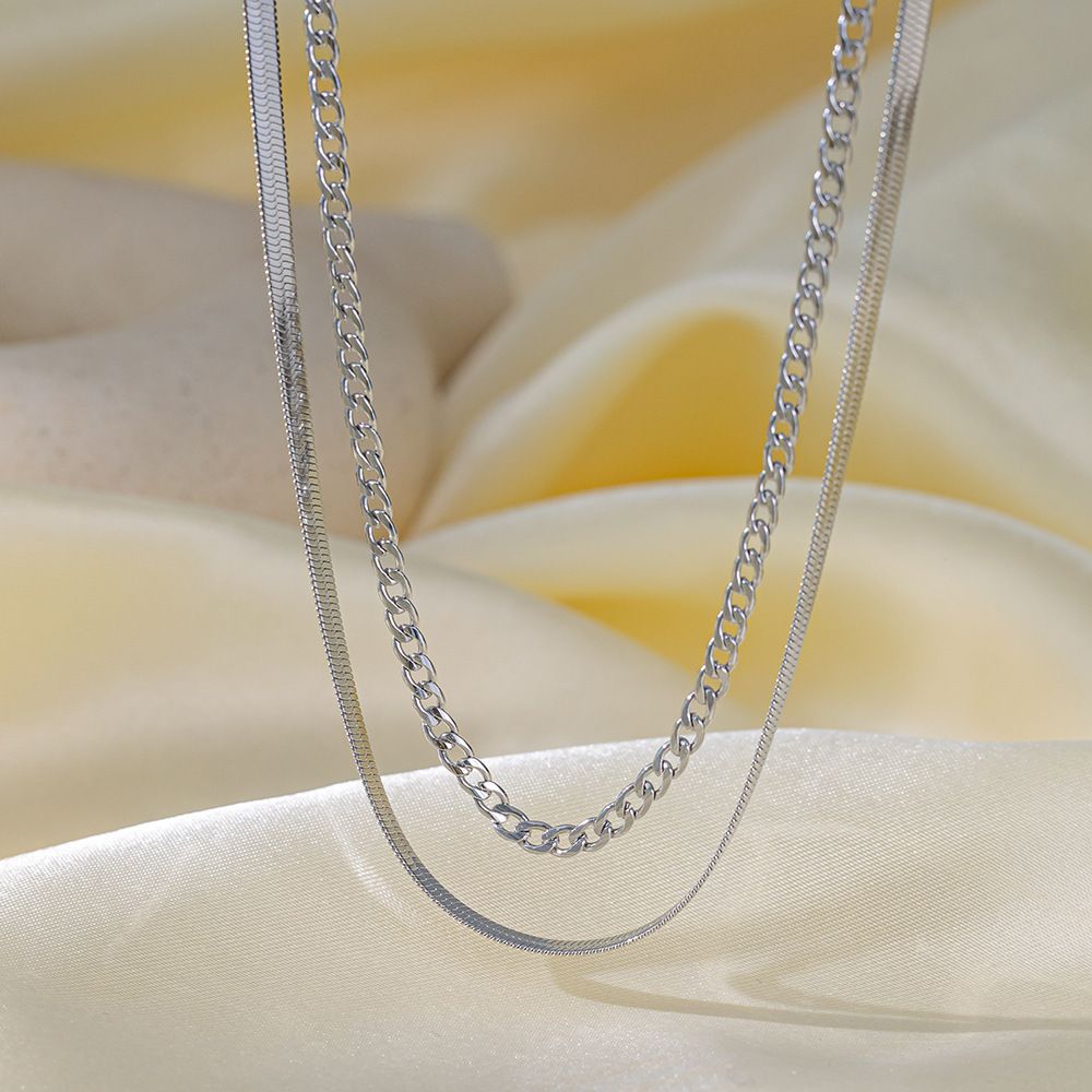 MYKI Layered Premium Plated Dual Chain Necklace (MK893-SSYI)