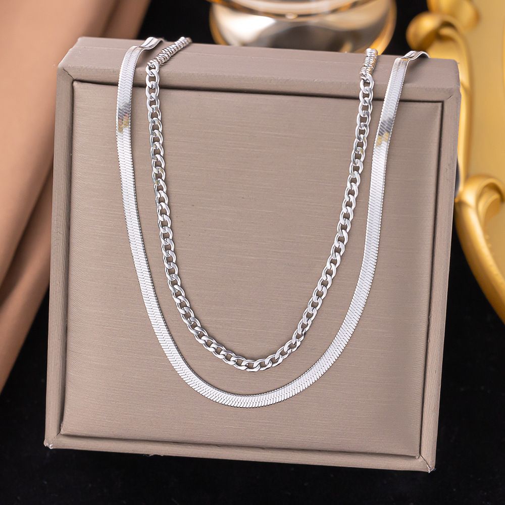 MYKI Layered Premium Plated Dual Chain Necklace (MK893S-SSYI)
