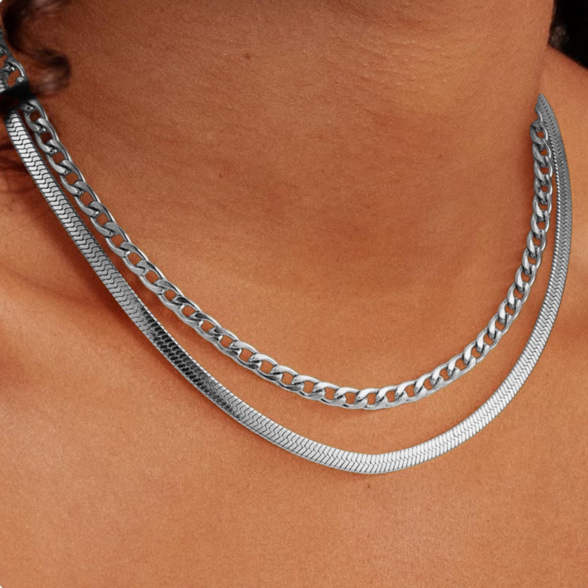 MYKI Layered Premium Plated Dual Chain Necklace (MK893-SSYI)