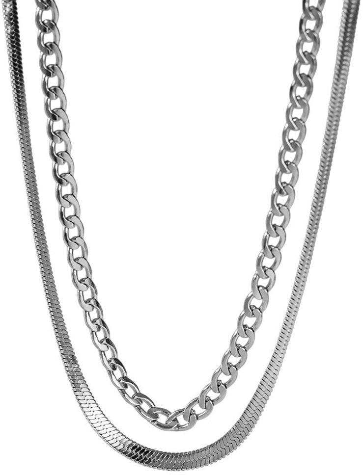 MYKI Layered Premium Plated Dual Chain Necklace (MK893-SSYI)
