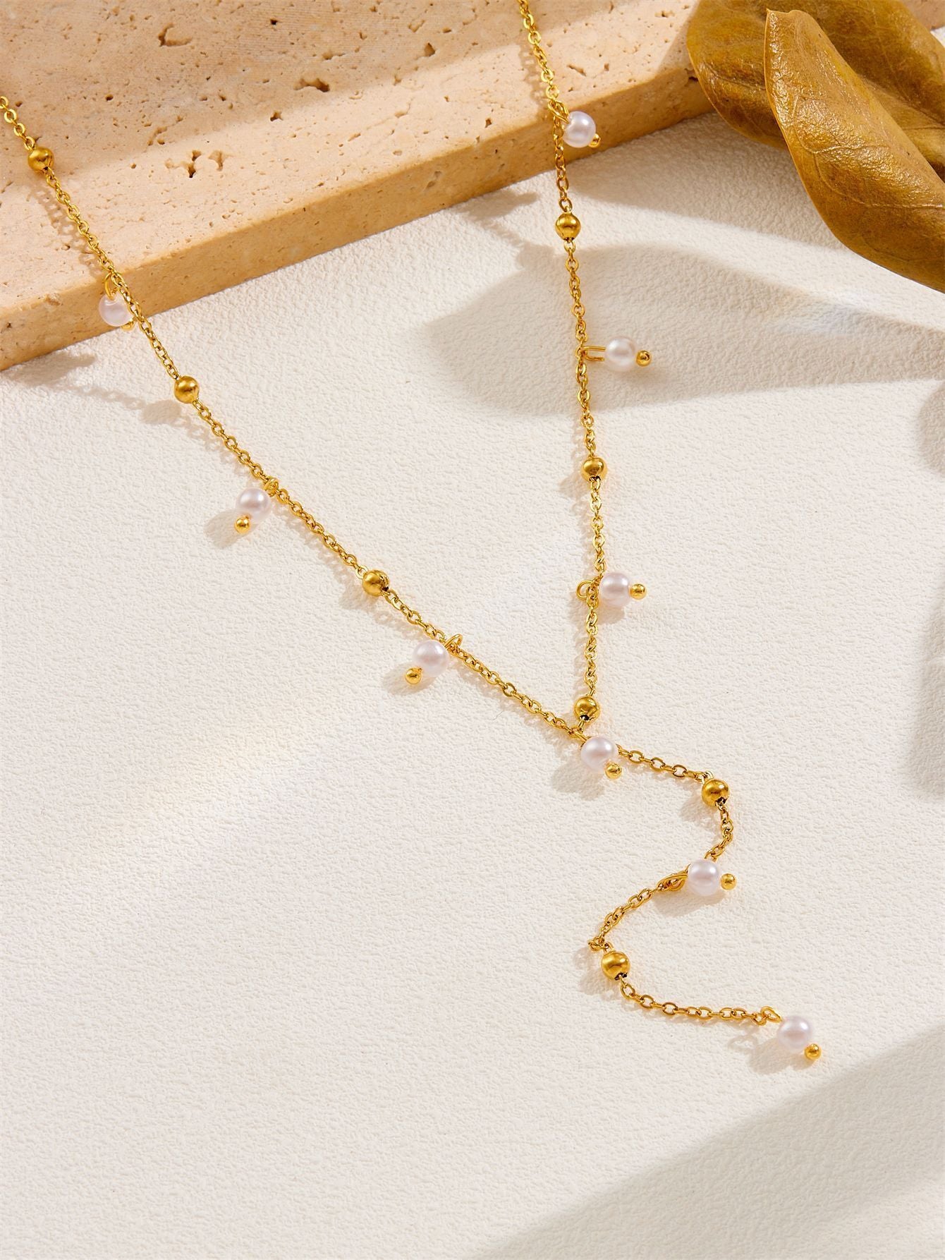 MYKI Gold-Plated Pearl Drop Necklace (MK894G-SSYI)