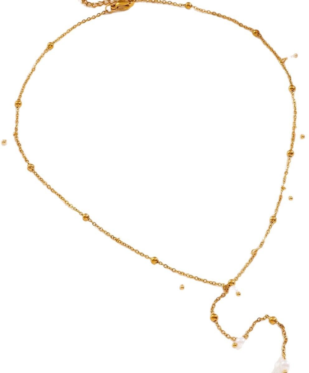 MYKI Gold-Plated Pearl Drop Necklace (MK894G-SSYI)