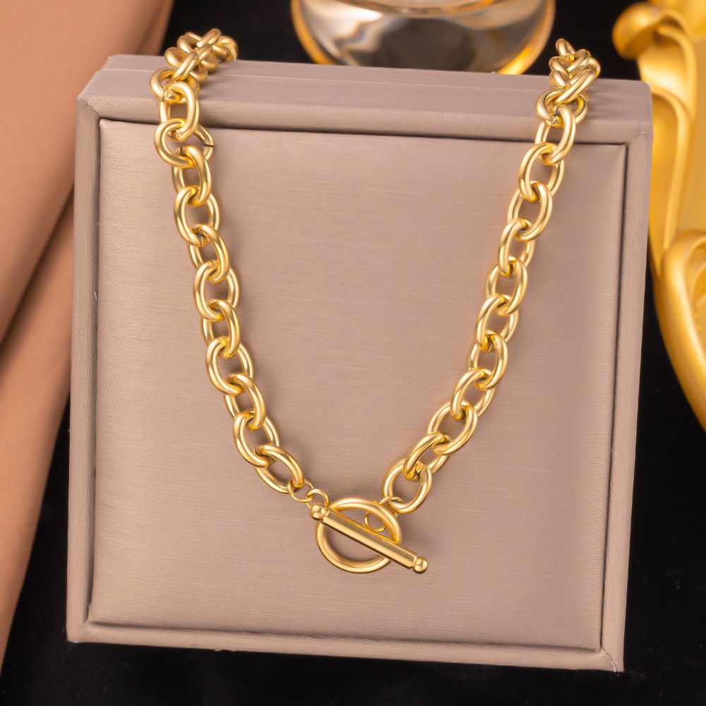 MYKI Gold-Plated Chunky Chain Necklace with Toggle Clasp (MK895G-SSYI)
