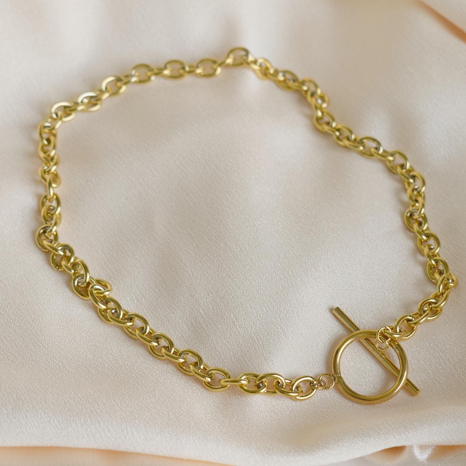 MYKI Gold-Plated Chunky Chain Necklace with Toggle Clasp (MK895G-SSYI)