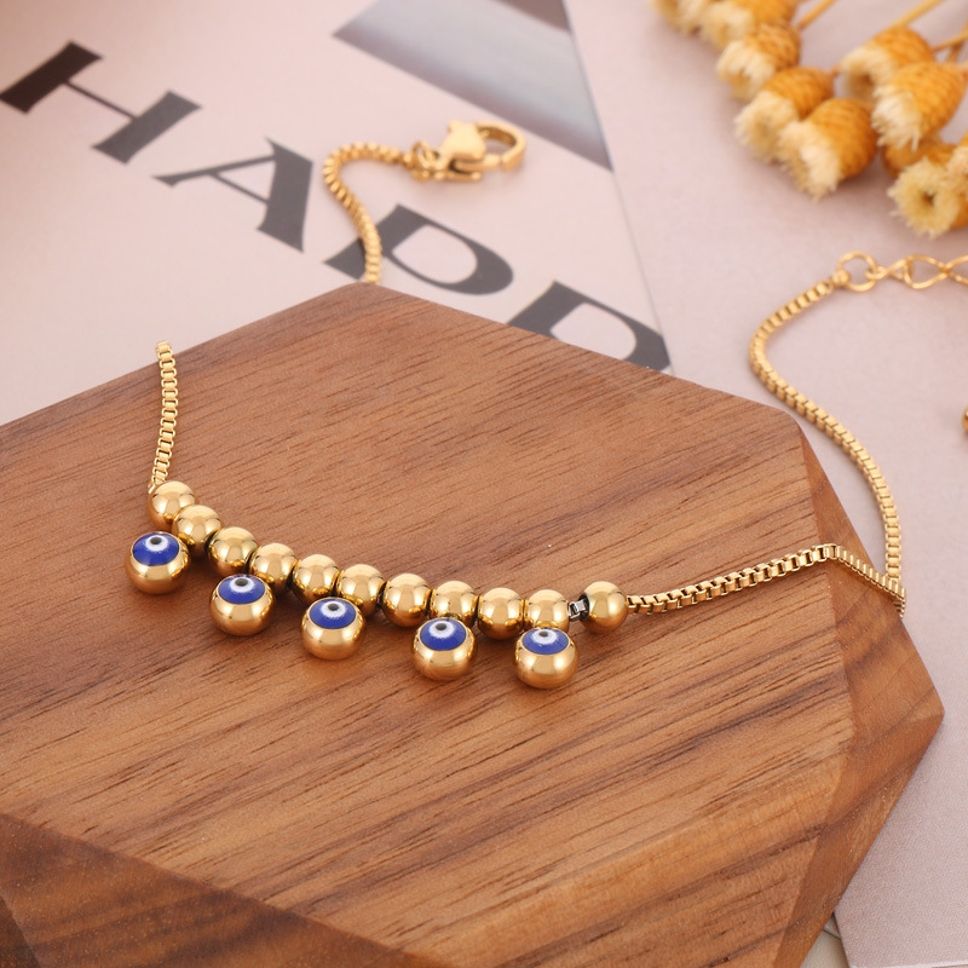 MYKI Gold-Plated Evil Eye Beaded Necklace (MK896G-SSYI)