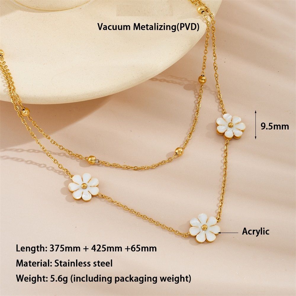 MYKI Gold-Plated Floral Charm Double Layer Necklace (MK899G-SSYI)