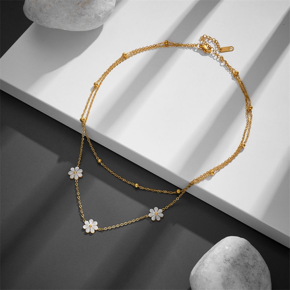 MYKI Gold-Plated Floral Charm Double Layer Necklace (MK899G-SSYI)