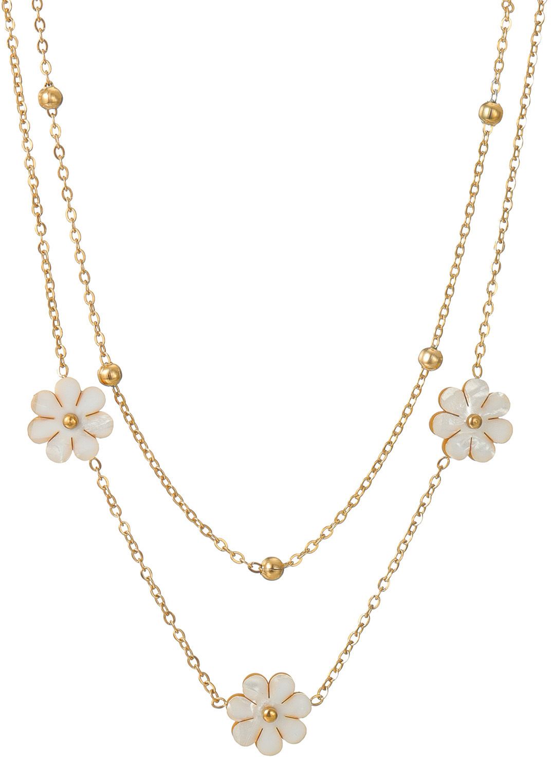 MYKI Gold-Plated Floral Charm Double Layer Necklace (MK899G-SSYI)