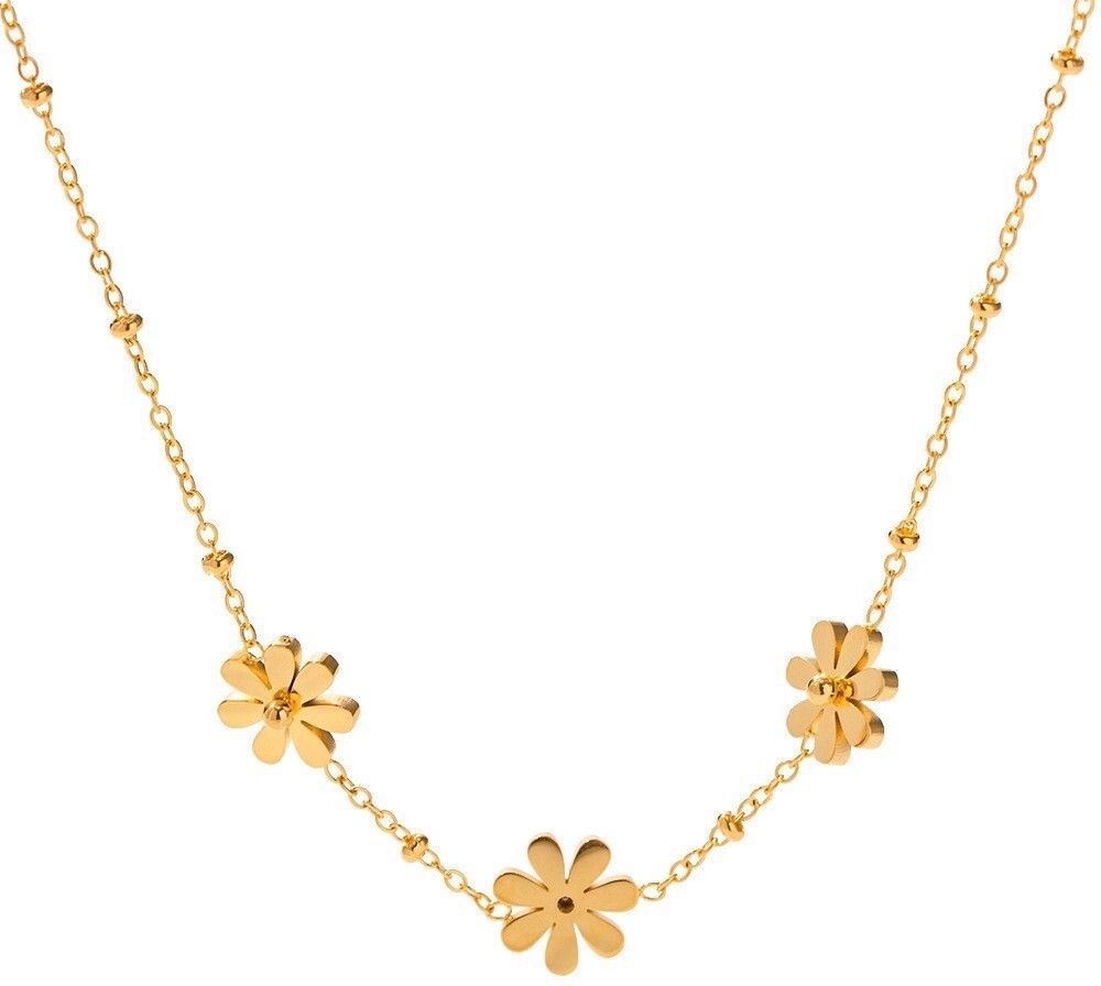 MYKI Gold-Plated Three Flower Charm Necklace (MK900G-SSYI)