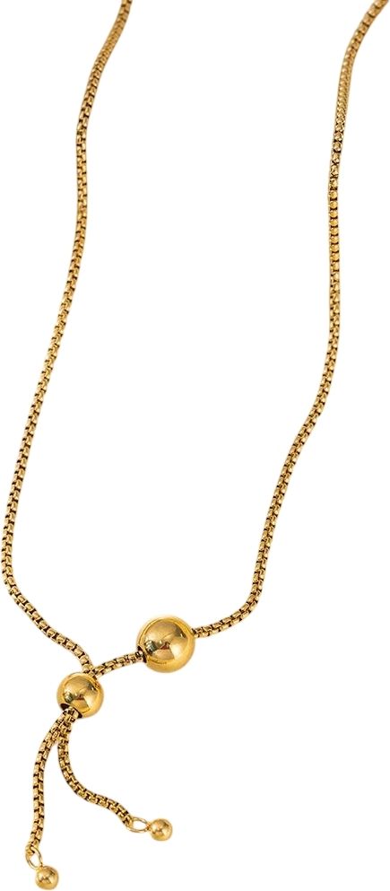 MYKI Gold-Plated Double Bead Drop Pendant Necklace (MK901G-SSYI)