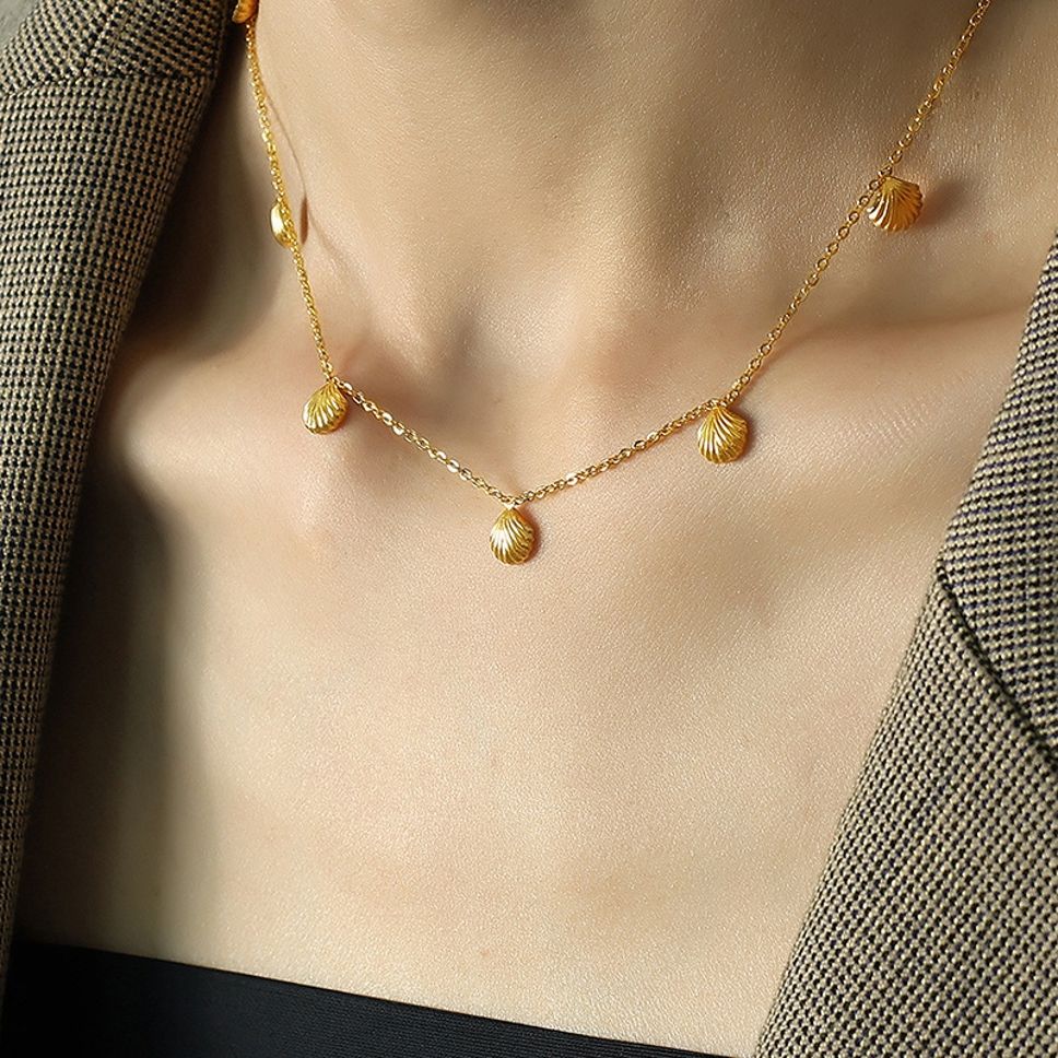MYKI Gold-Plated Shell Charm Necklace (MK902G-SSYI)