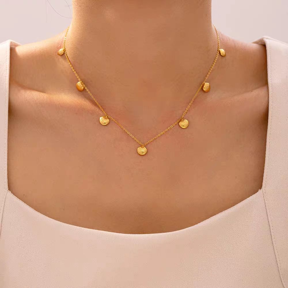 MYKI Gold-Plated Shell Charm Necklace (MK902G-SSYI)