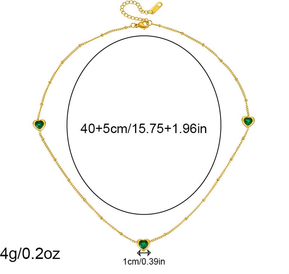 MYKI Anti-Tarnish Green Heart Charm Necklace  (MK903GREEN-SSYI)