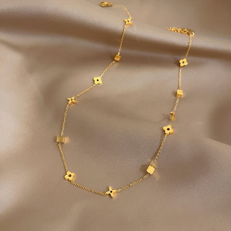 MYKI Geometric Floral Gold Necklace  (MK910G-SSYI)